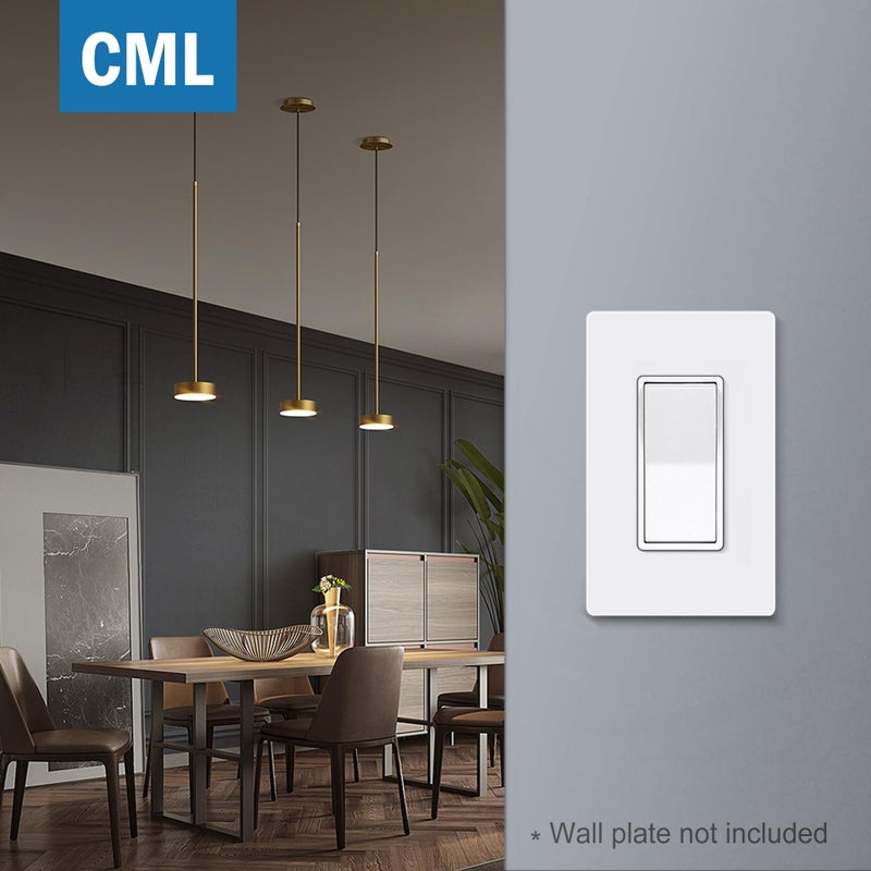 CML Hardware Cml Matte White Decorator Single Pole Light Switch, Rocker Paddle Wall Switch, 15A 120/277V, On/Off Interrupter, Ul Listed, 20 Pack - Image 4